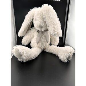 Kellytoy Plush Off White Gray Bunny Rabbit Stuffed Animal Crinkle Ear Rattle 16"